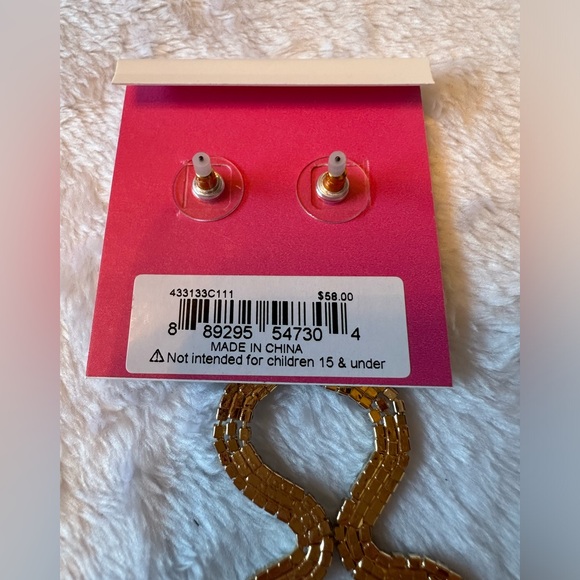 BETSEY JOHNSON Gold Crystals Dangle Drop Snake Earrings NWT! - Picture 3 of 4